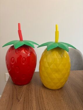 Fun Fruit Tumblers - Strawberry Red & Pineapple Yellow